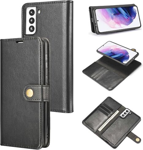 علبة الهاتف ASUWISH لـ Samsung Galaxy S21 Plus S21+ 5G محفظة غطاء خلية قابلة للفصل مع حامل بطاقة حامي الشاشة الزجاجية المقسمة S21+ 5G S21Plus 21S+ S 21+ G5 Women Girls Grays in Saudi Arabia