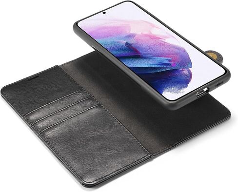 علبة الهاتف ASUWISH لـ Samsung Galaxy S21 Plus S21+ 5G محفظة غطاء خلية قابلة للفصل مع حامل بطاقة حامي الشاشة الزجاجية المقسمة S21+ 5G S21Plus 21S+ S 21+ G5 Women Girls Grays in Saudi Arabia