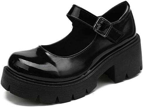 Caradise Womens Chunky Mary Jane Platform Shoes Patent Leather Uniform Dress Shoes in Saudi Arabia