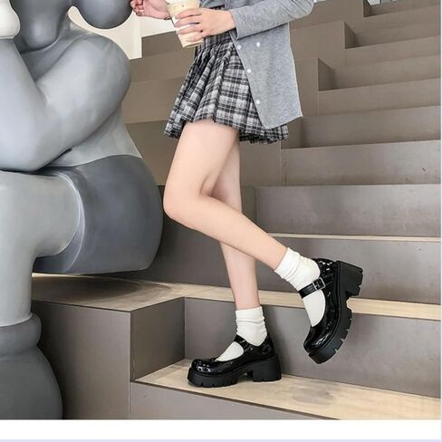Caradise Womens Chunky Mary Jane Platform Shoes Patent Leather Uniform Dress Shoes in Saudi Arabia