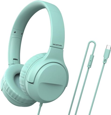 INFURTURE 2 Packs Kids USB C Headphones for School,Type C Kids Headphones,Wired Boys Girls Headphones with Safe Limiter 94dB,HD Stereo Sound,Foldable On/Over Ear Headphones for/Tablet/School/Travel in Kuwait