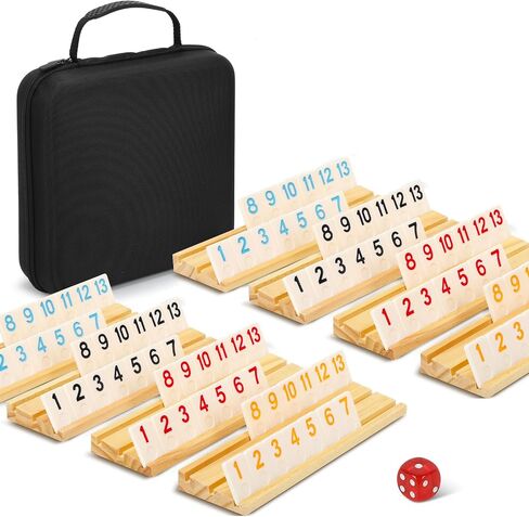 2-8 Players Rummy Game with 8 Wooden Racks, 214 Melamine Tiles, Premium Portable Case, Tile Board Games for Adults, Travel, Easter Bastket Stuffers, Easter Gifts for Men Women Dad Mom in Saudi Arabia