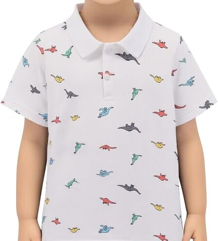 Motteecity Fashion Boys Turndown Collar Dino Printed Polo Shirt in Saudi Arabia