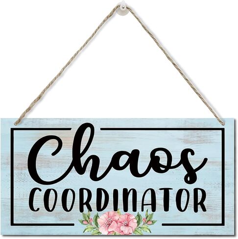 Funny Chaos Coordinator Wood Sign, Wood Signs, Hanging Printed Wall Plaque Wood Signs, Home Office Decor, Hanging Rustic Family Signs for Home Decor Gift, Rustic Farmhouse Wall Decor 12x6 inch C in Saudi Arabia