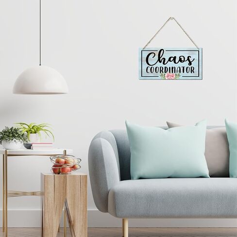 Funny Chaos Coordinator Wood Sign, Wood Signs, Hanging Printed Wall Plaque Wood Signs, Home Office Decor, Hanging Rustic Family Signs for Home Decor Gift, Rustic Farmhouse Wall Decor 12x6 inch C in Saudi Arabia