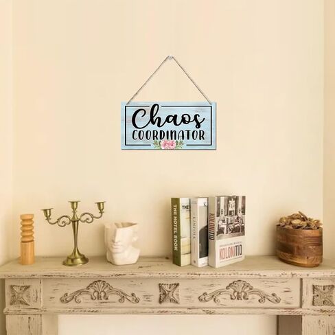Funny Chaos Coordinator Wood Sign, Wood Signs, Hanging Printed Wall Plaque Wood Signs, Home Office Decor, Hanging Rustic Family Signs for Home Decor Gift, Rustic Farmhouse Wall Decor 12x6 inch C in Saudi Arabia