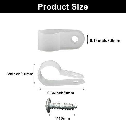 Waziaqoc 100 Pack 1/4 Inch Rope Light Clips, Nylon R-Style Mounting Clips, Cable Clip Wire Clamp with Mounting Screws for Wire Management, Outside String Lights in Kuwait