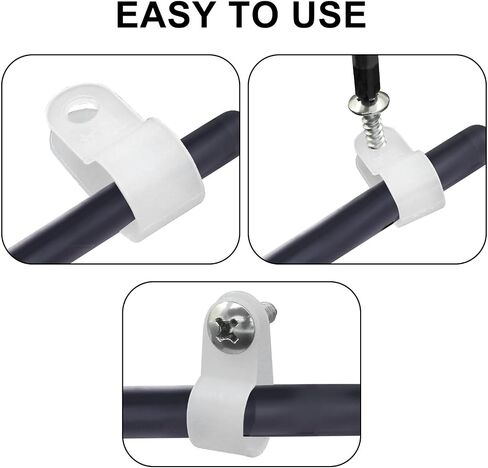 Waziaqoc 100 Pack 1/4 Inch Rope Light Clips, Nylon R-Style Mounting Clips, Cable Clip Wire Clamp with Mounting Screws for Wire Management, Outside String Lights in Kuwait