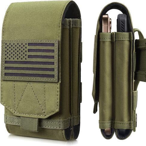 Molle Phone Pouch Tactical Phone Holster Universal Dual Cell Phone Holder Utility EDC Pouch with US Flag Patch in Kuwait