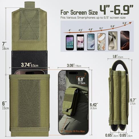Molle Phone Pouch Tactical Phone Holster Universal Dual Cell Phone Holder Utility EDC Pouch with US Flag Patch in Kuwait