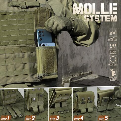 Molle Phone Pouch Tactical Phone Holster Universal Dual Cell Phone Holder Utility EDC Pouch with US Flag Patch in Kuwait