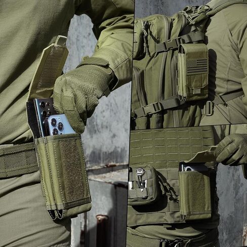 Molle Phone Pouch Tactical Phone Holster Universal Dual Cell Phone Holder Utility EDC Pouch with US Flag Patch in Kuwait
