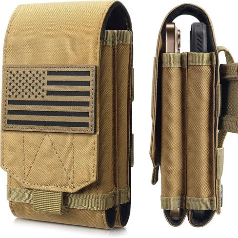 Molle Phone Pouch Tactical Phone Holster Universal Dual Cell Phone Holder Utility EDC Pouch with US Flag Patch in Saudi Arabia