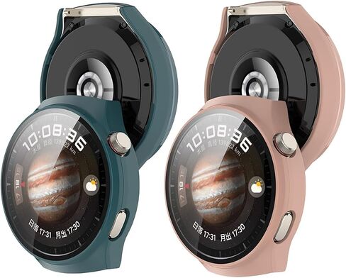 حزمة شاشة شاشة 2 عبوات متوافقة مع Huawei Watch 4 Pro ، Cover Cover for Huawei Watch 4 Pro (Black+Transparent) in Kuwait