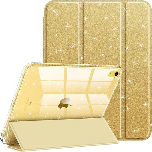 Fintie Slim Case for iPad 10th Generation 10.9 بوصة الكمبيوتر اللوحي (طراز 2022) - [حامل قلم رصاص مدمج] يتلألأ غطاء مقاوم للصدمات مع قذيفة خلفية لامعة ، وأيقونة/نوم ، فضية in Kuwait