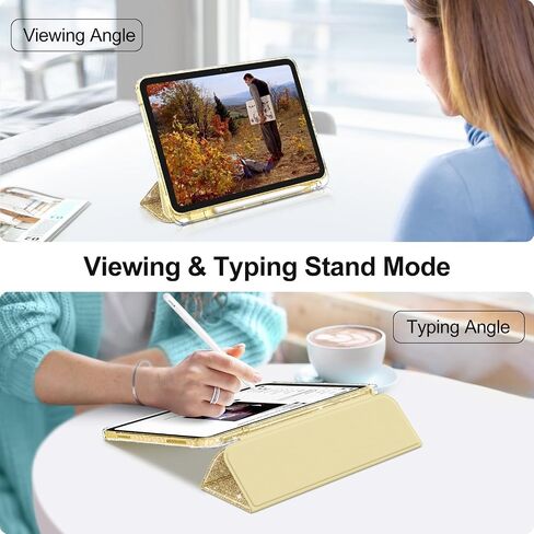 Fintie Slim Case for iPad 10th Generation 10.9 بوصة الكمبيوتر اللوحي (طراز 2022) - [حامل قلم رصاص مدمج] يتلألأ غطاء مقاوم للصدمات مع قذيفة خلفية لامعة ، وأيقونة/نوم ، فضية in Kuwait