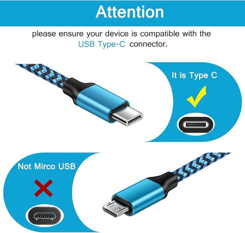 [6ft ، 2 Pack] Android Fast Charging Cable C Cort Cord Cord USB A TO TYPE C COMPLING COLLOR LING WIRES لـ SAMSUNG GALAXY S24 FE ULTRA/S22/S23/S21/S20/S25+/S25 ULTRA/S25 ، Google Pixel 9/8A /7 ، iPhone 16 15 in Kuwait