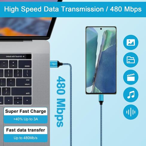 [6ft ، 2 Pack] Android Fast Charging Cable C Cort Cord Cord USB A TO TYPE C COMPLING COLLOR LING WIRES لـ SAMSUNG GALAXY S24 FE ULTRA/S22/S23/S21/S20/S25+/S25 ULTRA/S25 ، Google Pixel 9/8A /7 ، iPhone 16 15 in Kuwait