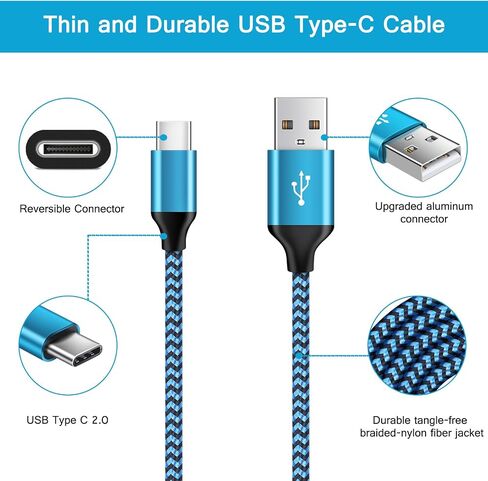 [6ft ، 2 Pack] Android Fast Charging Cable C Cort Cord Cord USB A TO TYPE C COMPLING COLLOR LING WIRES لـ SAMSUNG GALAXY S24 FE ULTRA/S22/S23/S21/S20/S25+/S25 ULTRA/S25 ، Google Pixel 9/8A /7 ، iPhone 16 15 in Kuwait