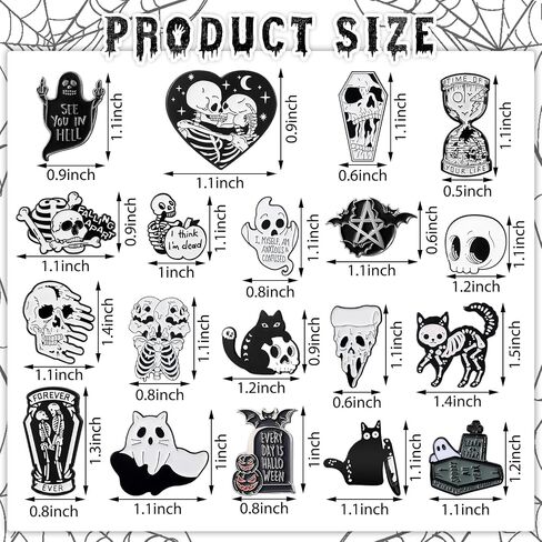 Sasylvia 20 Pcs Halloween Pins Skull Spooky Skeleton Pins Horror Dark Goth Ghost Brooch Pins Cute Mini Lapel Pins for Women Men Bag Jacket Backpack Hat Pant Clothes Accessories (Black Cat) in Saudi Arabia