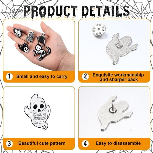 Sasylvia 20 Pcs Halloween Pins Skull Spooky Skeleton Pins Horror Dark Goth Ghost Brooch Pins Cute Mini Lapel Pins for Women Men Bag Jacket Backpack Hat Pant Clothes Accessories (Black Cat) in Saudi Arabia