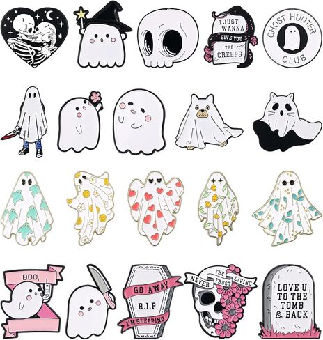 Sasylvia 20 Pcs Halloween Pins Skull Spooky Skeleton Pins Horror Dark Goth Ghost Brooch Pins Cute Mini Lapel Pins for Women Men Bag Jacket Backpack Hat Pant Clothes Accessories (Black Cat) in Saudi Arabia