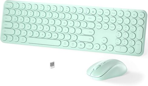 Wireless Keyboard and Mouse Set – MPTOG Full-Sized 110Pcs Slim Round Key Design, Quiet Typing, Adjustable DPI Ergonomic Mouse, Wireless Combo for PC, Mac, Laptop, Tablets(Crystal Blue) in Kuwait