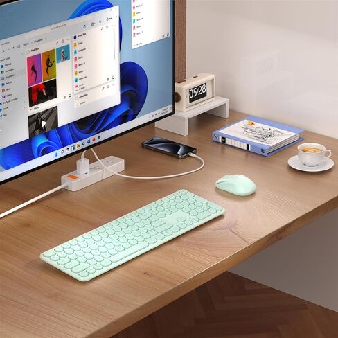 Wireless Keyboard and Mouse Set – MPTOG Full-Sized 110Pcs Slim Round Key Design, Quiet Typing, Adjustable DPI Ergonomic Mouse, Wireless Combo for PC, Mac, Laptop, Tablets(Crystal Blue) in Kuwait