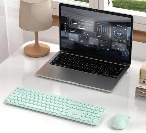 Wireless Keyboard and Mouse Set – MPTOG Full-Sized 110Pcs Slim Round Key Design, Quiet Typing, Adjustable DPI Ergonomic Mouse, Wireless Combo for PC, Mac, Laptop, Tablets(Crystal Blue) in Kuwait
