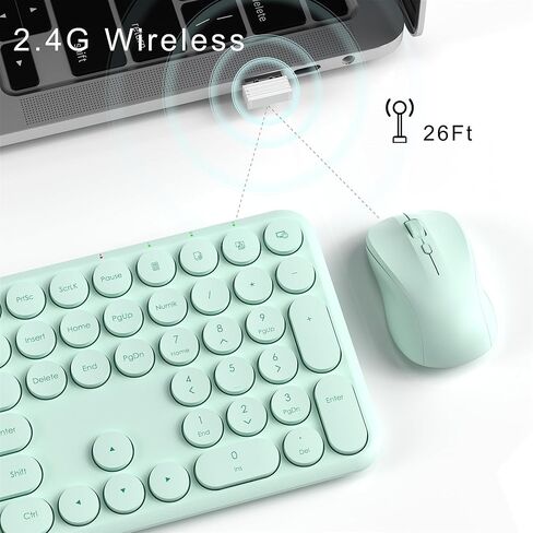 Wireless Keyboard and Mouse Set – MPTOG Full-Sized 110Pcs Slim Round Key Design, Quiet Typing, Adjustable DPI Ergonomic Mouse, Wireless Combo for PC, Mac, Laptop, Tablets(Crystal Blue) in Kuwait