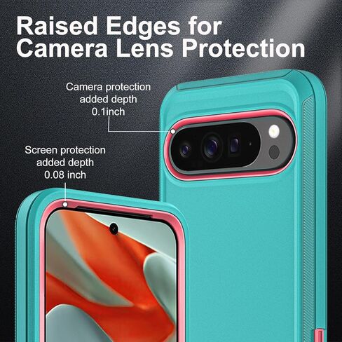 لحالة Google Pixel 9 Pro XL ، الصف الثالث العسكري في 1 حالة إثبات الصدمات/الإسقاط الثقيلة مع واقي شاشة زجاجي مقسّر (أسود/أسود) in Kuwait