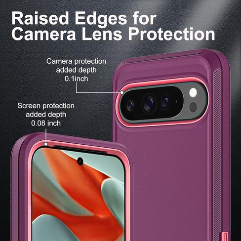 لحالة Google Pixel 9 Pro XL ، الصف الثالث العسكري في 1 حالة إثبات الصدمات/الإسقاط الثقيلة مع واقي شاشة زجاجي مقسّر (أسود/أسود) in Kuwait