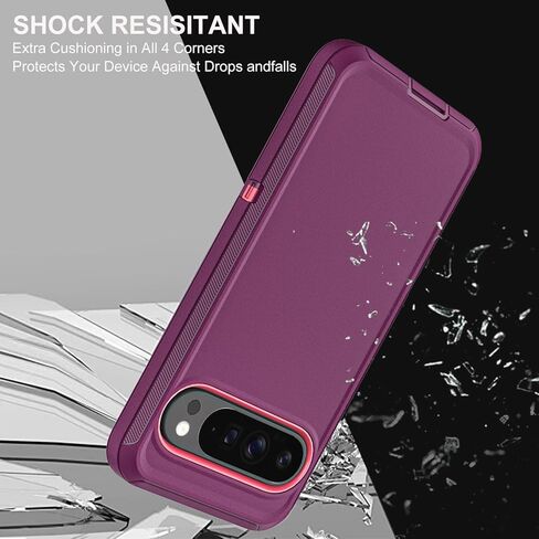 لحالة Google Pixel 9 Pro XL ، الصف الثالث العسكري في 1 حالة إثبات الصدمات/الإسقاط الثقيلة مع واقي شاشة زجاجي مقسّر (أسود/أسود) in Kuwait