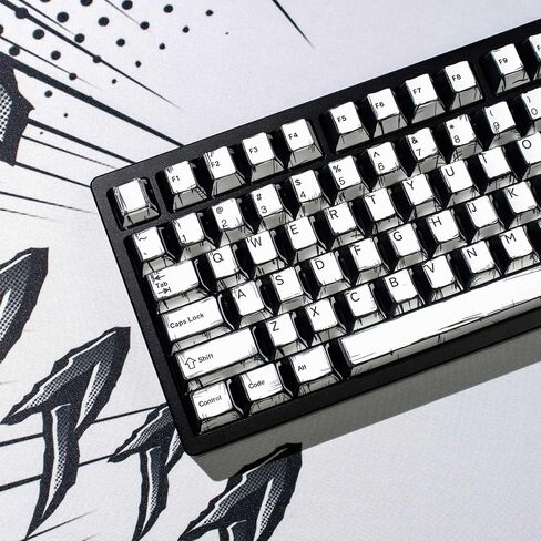 Retro PBT Keycaps - Japanese Manga Theme Keycaps Set, 141 Keys Cherry Profile Dye-Sub Custom Keycap, Mixed Light Minimalist Style Key Caps for 60%, 65%, 75%, 100% Cherry MX Mechanical Keyboard in Kuwait