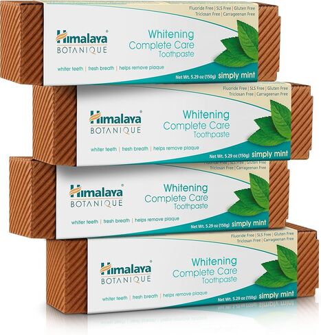 Himalaya Botanique Complete Care Whitening Toothpaste Variety Pack, Simply Mint and Simply Peppermint Flavors, Fluoride Free, for a Clean Mouth, Whiter Teeth and Fresh Breath, 5.29 oz, 2 Pack in Kuwait