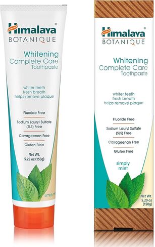 Himalaya Botanique Complete Care Whitening Toothpaste Variety Pack, Simply Mint and Simply Peppermint Flavors, Fluoride Free, for a Clean Mouth, Whiter Teeth and Fresh Breath, 5.29 oz, 2 Pack in Kuwait