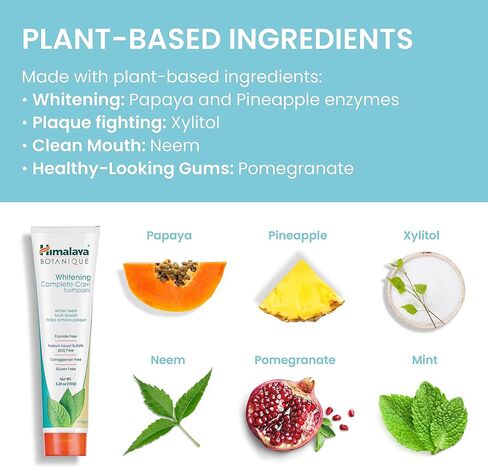 Himalaya Botanique Complete Care Whitening Toothpaste Variety Pack, Simply Mint and Simply Peppermint Flavors, Fluoride Free, for a Clean Mouth, Whiter Teeth and Fresh Breath, 5.29 oz, 2 Pack in Kuwait