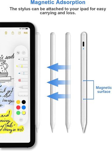 Stylus Pens for Touch Screens Magnetic POM Tip Tablet Pen Rechargeable Digital Pen Compatible with iPhone/iPad/iPad Pro/Lenovo/and Other iOS/Android Smartphone and Tablet Devices(Black) in Kuwait