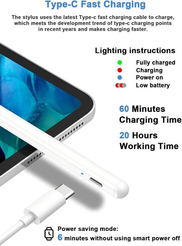 Stylus Pens for Touch Screens Magnetic POM Tip Tablet Pen Rechargeable Digital Pen Compatible with iPhone/iPad/iPad Pro/Lenovo/and Other iOS/Android Smartphone and Tablet Devices(Black) in Kuwait