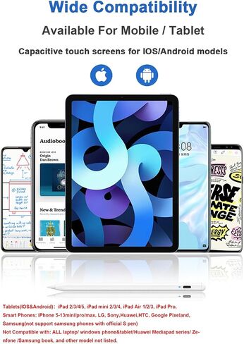 Stylus Pens for Touch Screens Magnetic POM Tip Tablet Pen Rechargeable Digital Pen Compatible with iPhone/iPad/iPad Pro/Lenovo/and Other iOS/Android Smartphone and Tablet Devices(Black) in Kuwait