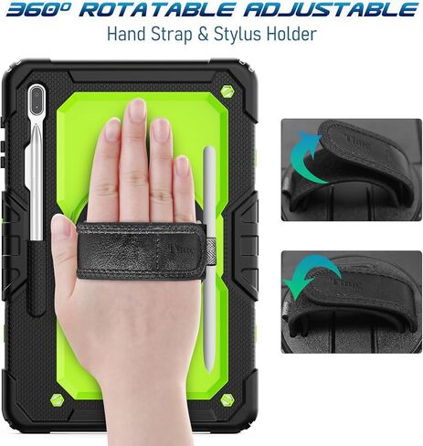 timecity Case for Samsung Galaxy Tab S8 Plus/ S7 FE 5G Case 12.4'' with Screen Protector & 360° Swivel Kickstand & Hand Shoulder Strap Case for Galaxy Tab S7 FE/ S8 Plus/ S7 Plus 12.4 inch -Black in Kuwait