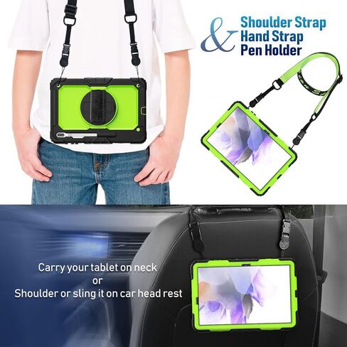 timecity Case for Samsung Galaxy Tab S8 Plus/ S7 FE 5G Case 12.4'' with Screen Protector & 360° Swivel Kickstand & Hand Shoulder Strap Case for Galaxy Tab S7 FE/ S8 Plus/ S7 Plus 12.4 inch -Black in Kuwait