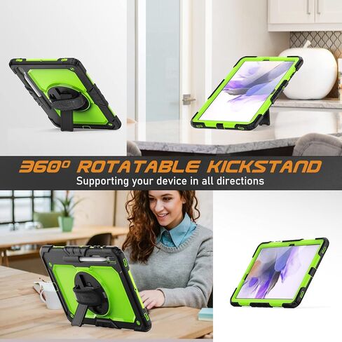 timecity Case for Samsung Galaxy Tab S8 Plus/ S7 FE 5G Case 12.4'' with Screen Protector & 360° Swivel Kickstand & Hand Shoulder Strap Case for Galaxy Tab S7 FE/ S8 Plus/ S7 Plus 12.4 inch -Black in Kuwait