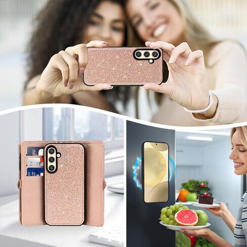 Asuwish Phone Case for Samsung Galaxy S24 5G Zipper Wallet Detachable Cell Cover with Tempered Glass Screen Protector Lanyard Wrist Strap Flip Credit Card Holder Slot S 24 24S G5 Women Men Black in Saudi Arabia