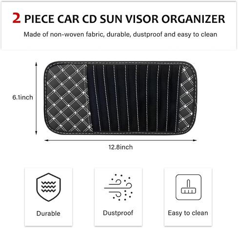 2 PCS Car Car CD CD ، منظم أقسوس مركبة كبير السعة مع 10 أكمام تخزين DVD ، CD أو DVD الحامل منظم لحالات سيارات شاحنة السيارات ، إكسسوارات السيارات (أحمر) in Kuwait