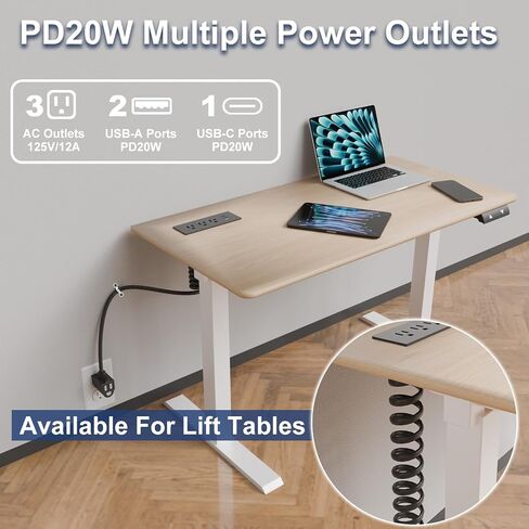 Recessed Furniture Power Strip,Mounted Furniture Drawer Outlet with Outlet Extender - 5FT Power Cord with Spring Cable, UL Listed for Safe & Tidy Drawer Installation(White) in Kuwait