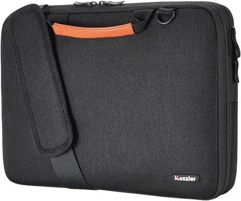 iCozzier Handle Laptop Briefcase Shoulder Bag Electronic Accessories Organizer Messenger Carrying Case with Shoulder&Luggage Strap (Black, 15.6) in Saudi Arabia