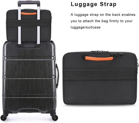 iCozzier Handle Laptop Briefcase Shoulder Bag Electronic Accessories Organizer Messenger Carrying Case with Shoulder&Luggage Strap (Black, 15.6) in Saudi Arabia