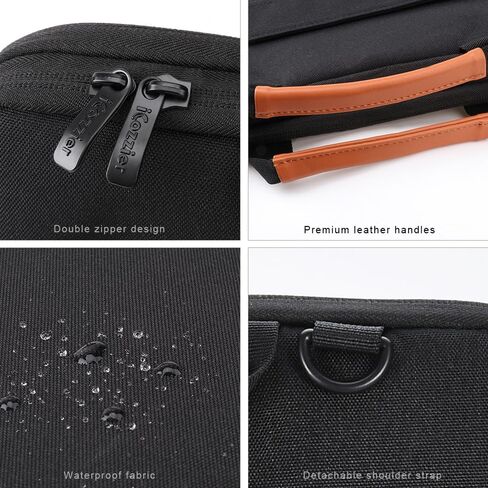 iCozzier Handle Laptop Briefcase Shoulder Bag Electronic Accessories Organizer Messenger Carrying Case with Shoulder&Luggage Strap (Black, 15.6) in Saudi Arabia