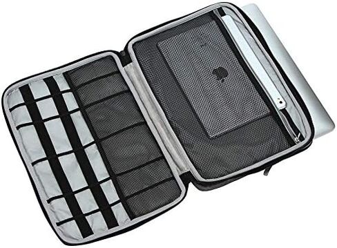 iCozzier Handle Laptop Briefcase Shoulder Bag Electronic Accessories Organizer Messenger Carrying Case with Shoulder&Luggage Strap (Black, 15.6) in Saudi Arabia